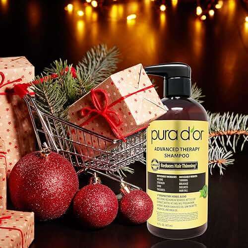 PURA D'OR Advanced Therapy Shampoo Reduces Hair Thinning & Increases Volume, No SLS, Biotin Shampoo Infused w/Argan Oil, Aloe Vera for All Hair Types, Men & Women, Invigorating Forest Scent 16 Fl Oz - Image 4