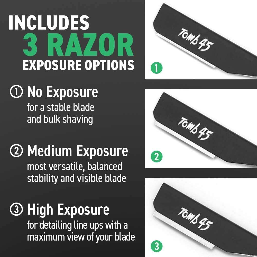 Tomb45 Triple Cartridge Razor Holder | Disposable Razor Safety Handle For Barbers | 100% Metal Grip & 3 Adjustable Blade Exposure Options For Shaving | Men's Straight Edge Razors Manual Shaver - Image 5