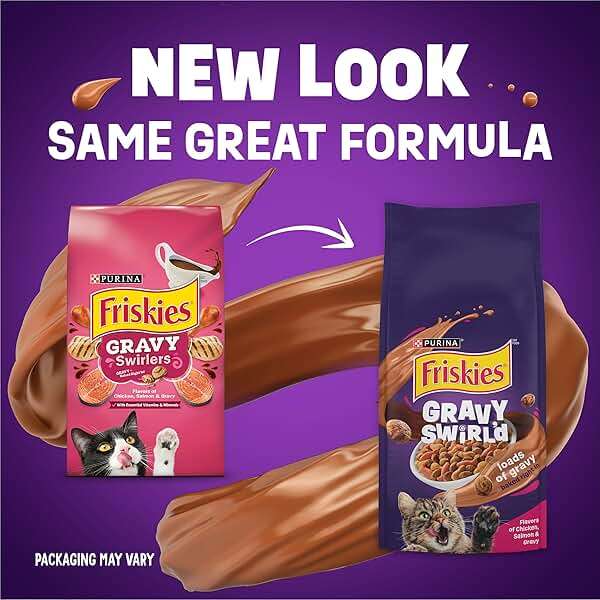 Purina Friskies Gravy Swirlers With Flavors of Chicken, Salmon and Gravy Dry Cat Food - 3.15 lb. Bag - Image 2