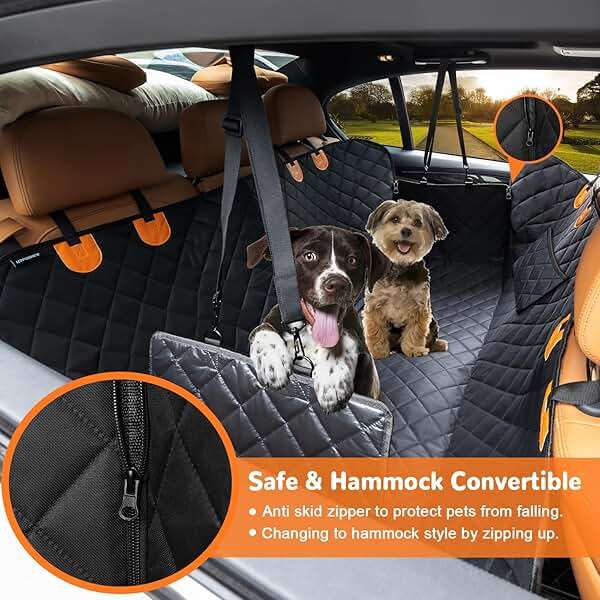 URPOWER Dog Car Seat Cover for Pets 100% Waterproof Seat Cover Hammock 600D Heavy Duty Scratch Proof Nonslip Durable Soft Back Seat Covers for Cars Trucks and SUVs - Image 2