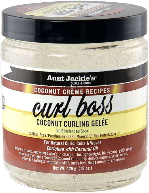 Aunt Jackie's Coconut Crème Recipes Curl Boss Coconut Curling Hair Gel for Natural Curls, Coils and Waves, 15 oz - Image 1