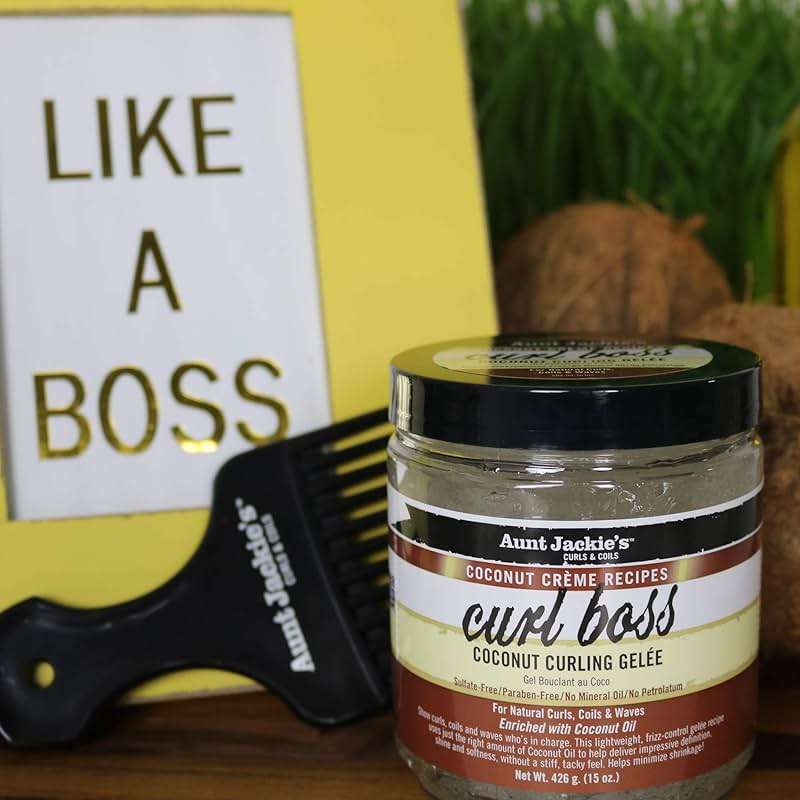 Aunt Jackie's Coconut Crème Recipes Curl Boss Coconut Curling Hair Gel for Natural Curls, Coils and Waves, 15 oz - Image 4