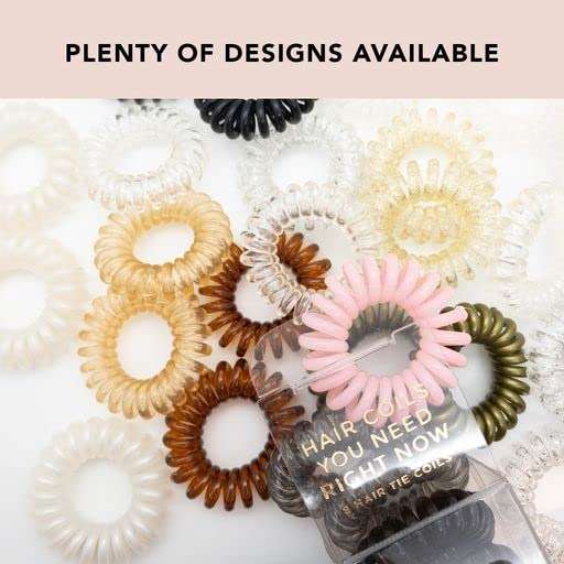 Kitsch Spiral Hair Ties for Women – Coiled Plastic Hair Ties No Damage, Ponytail Holders for Thick and Thin Hair – Creaseless and Dent-Free, Phone Cord Style | Ideal Gifts for Women - Brunette, 4 Pcs - Image 7