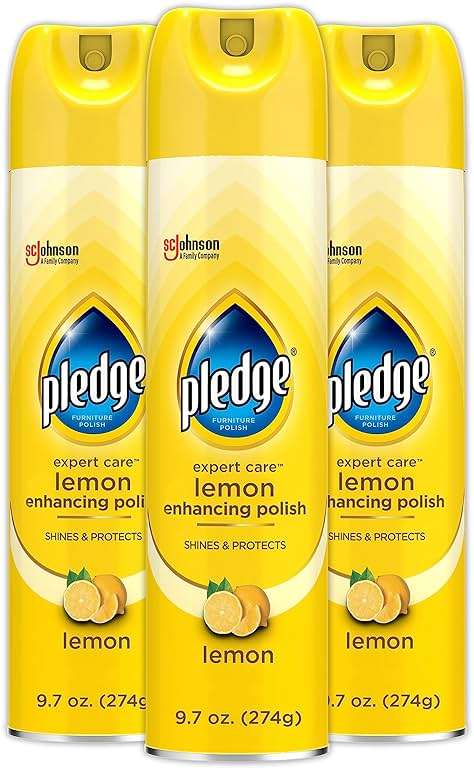 Pledge Enhancing Polish Spray, Wood Furniture & Stainless Steel Polish, Remove Dust and Fingerprints, Fast Shine and Protect, Prevent Scratches & Knicks - Lemon Scent, 9.7oz, Pack of 3 - Image 1