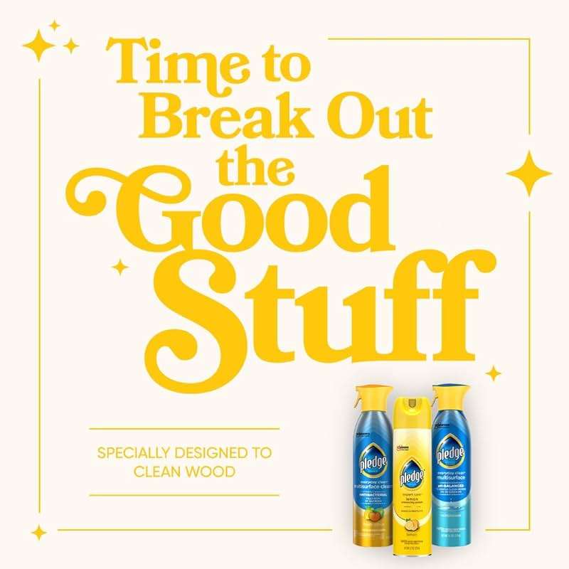 Pledge Enhancing Polish Spray, Wood Furniture & Stainless Steel Polish, Remove Dust and Fingerprints, Fast Shine and Protect, Prevent Scratches & Knicks - Lemon Scent, 9.7oz, Pack of 3 - Image 3