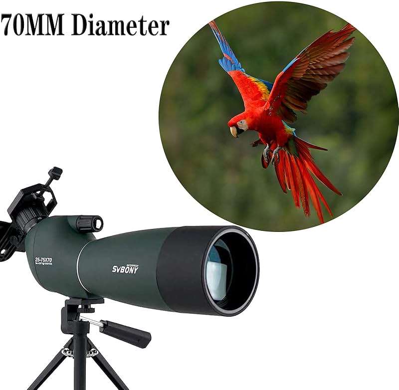 SVBONY SV28 Spotting Scopes with Tripod, Angled 25-75x70mm Spotter Scope with Phone Adapter, Waterproof Fogproof Spotting Scope for Bird Watching, Target Shooting, Wildlife Viewing - Image 3