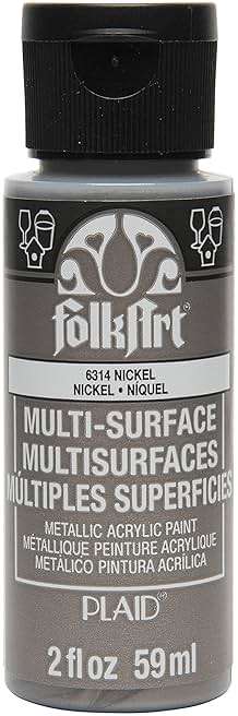 FolkArt Multi-Surface Metallic Paint in Assorted Colors (2 oz), Metallic Nickel - Image 1