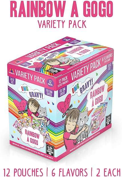 Weruva B.F.F. OMG - Best Feline Friend Oh My Gravy!, Rainbow A Gogo Variety Pack! Cat Food, 3oz Pouch (Pack of 12) - Image 2