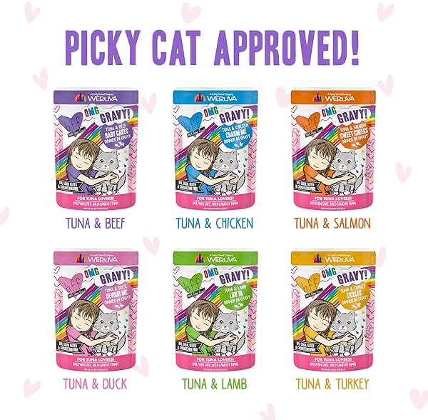 Weruva B.F.F. OMG - Best Feline Friend Oh My Gravy!, Rainbow A Gogo Variety Pack! Cat Food, 3oz Pouch (Pack of 12) - Image 5