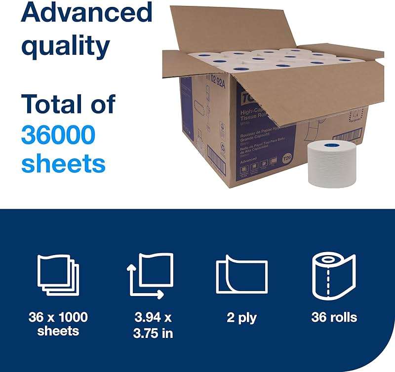 Tork High-Capacity Toilet Paper Roll White T26, Advanced, 2-Ply, 36 x 1000 sheets, 110292A - Image 2