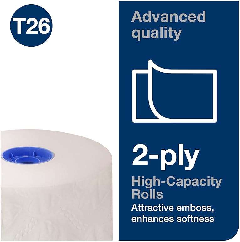 Tork High-Capacity Toilet Paper Roll White T26, Advanced, 2-Ply, 36 x 1000 sheets, 110292A - Image 3