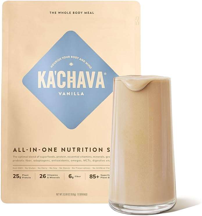 Ka’Chava Whole Body Meal Shake Vanilla 2 lb – Vegan Protein Powder with 85+ Superfoods & Greens – Plant-Based Meal Replacement with Probiotics & Digestive Enzymes – Gluten & Dairy Free (15 Servings) - Image 1