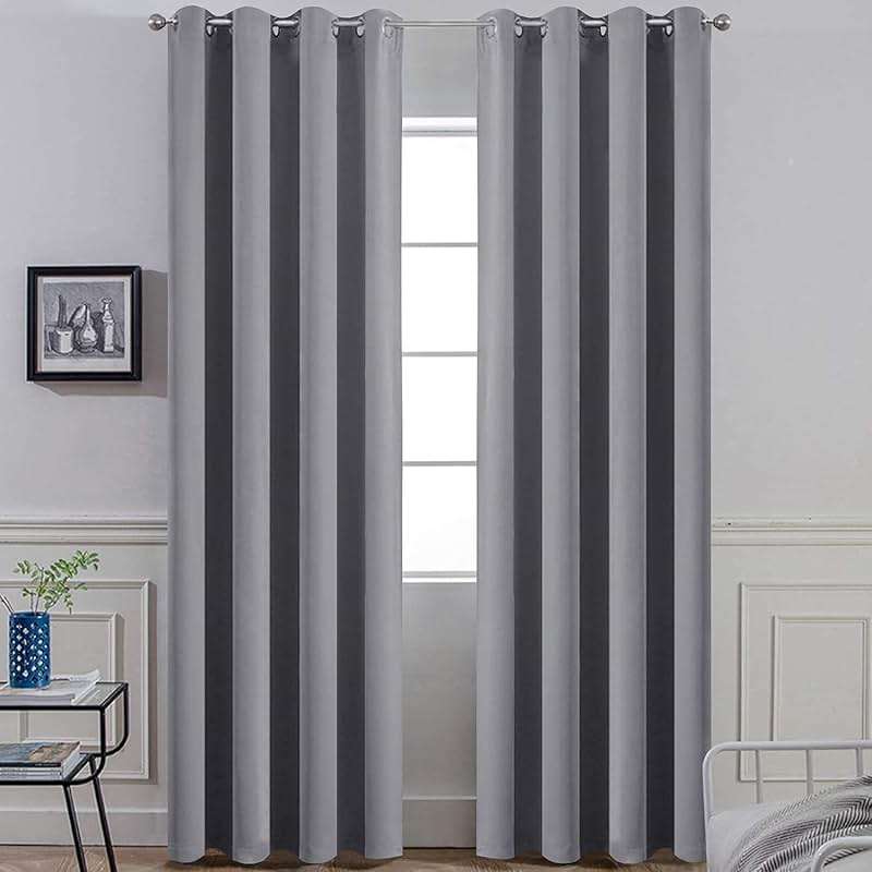 Yakamok Room Darkening Gray Blackout Curtains 84 Inch Long Light Blocking Thermal Insulated Window Treatment Grommet Drapes for Bedroom Living Room, 52W x 84L, Grey Curtains, 2 Panels - Image 1