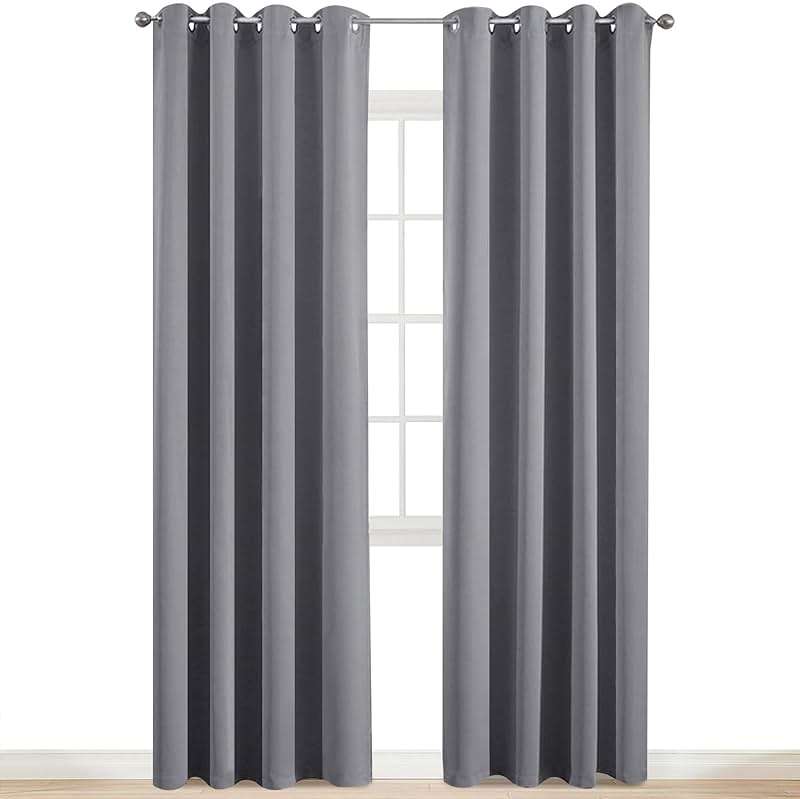 Yakamok Room Darkening Gray Blackout Curtains 84 Inch Long Light Blocking Thermal Insulated Window Treatment Grommet Drapes for Bedroom Living Room, 52W x 84L, Grey Curtains, 2 Panels - Image 3