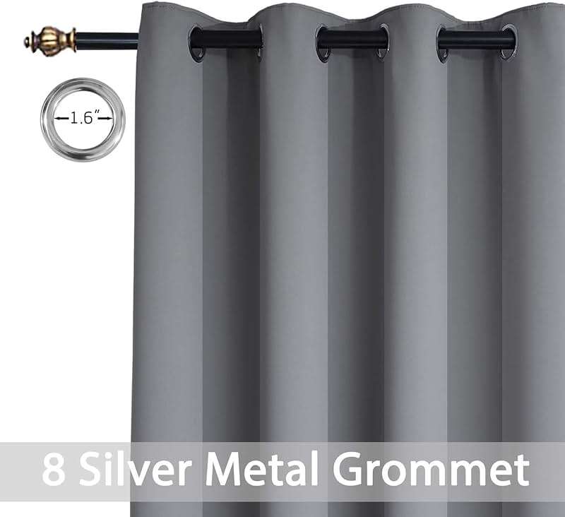 Yakamok Room Darkening Gray Blackout Curtains 84 Inch Long Light Blocking Thermal Insulated Window Treatment Grommet Drapes for Bedroom Living Room, 52W x 84L, Grey Curtains, 2 Panels - Image 6