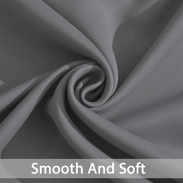 Yakamok Room Darkening Gray Blackout Curtains 84 Inch Long Light Blocking Thermal Insulated Window Treatment Grommet Drapes for Bedroom Living Room, 52W x 84L, Grey Curtains, 2 Panels - Image 7