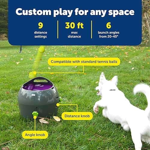 PetSafe Automatic Ball Launcher, Interactive Dog Toy for Enrichment, Tennis Balls Included - Motion Sensor Promotes Safe Play - Indoor/Outdoor - Adjustable Range - A/C Adaptor or Batteries, All Breeds - Image 4