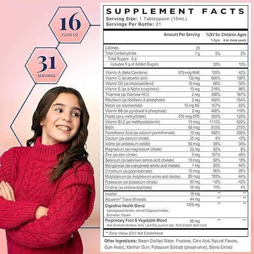 Mama Bird - Kids Multi+ Liquid Vitamins (31 Servings) Tropical Flavor - Active Methylated Vitamins, Kids Multivitamin - Organic Superfoods, Enzymes - Vegan, Gluten Free, Non GMO - 16 fl oz (473 mL) - Image 3
