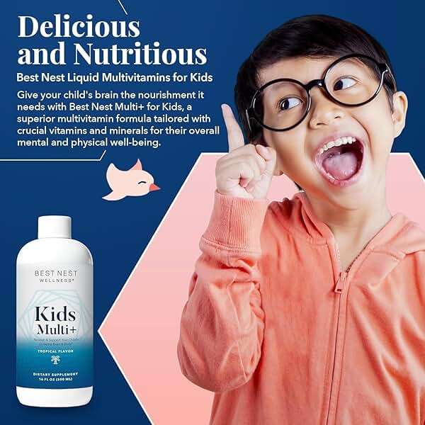 Mama Bird - Kids Multi+ Liquid Vitamins (31 Servings) Tropical Flavor - Active Methylated Vitamins, Kids Multivitamin - Organic Superfoods, Enzymes - Vegan, Gluten Free, Non GMO - 16 fl oz (473 mL) - Image 4