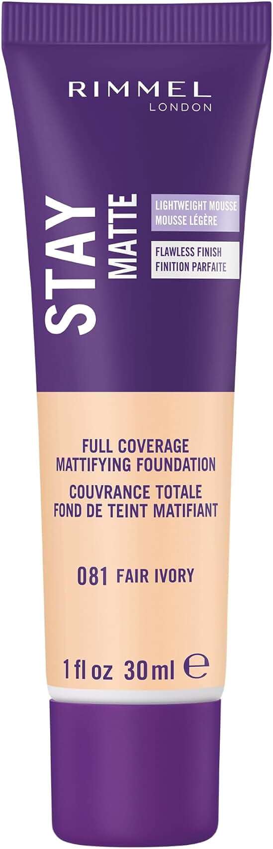 Rimmel London Stay Matte Liquid Mousse - 081 Fair Ivory - Foundation, Lightweight, Shine Control, Oil-Free, 1oz - Image 1