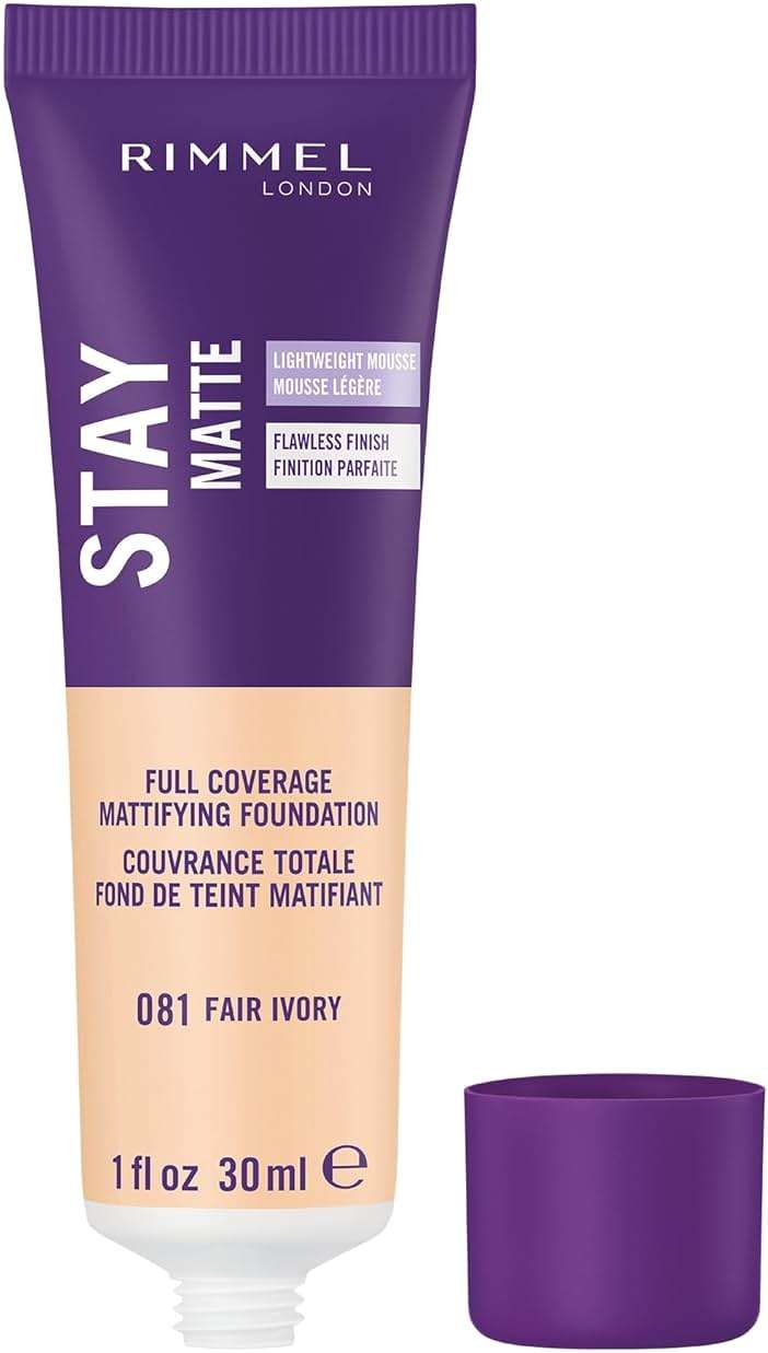 Rimmel London Stay Matte Liquid Mousse - 081 Fair Ivory - Foundation, Lightweight, Shine Control, Oil-Free, 1oz - Image 3