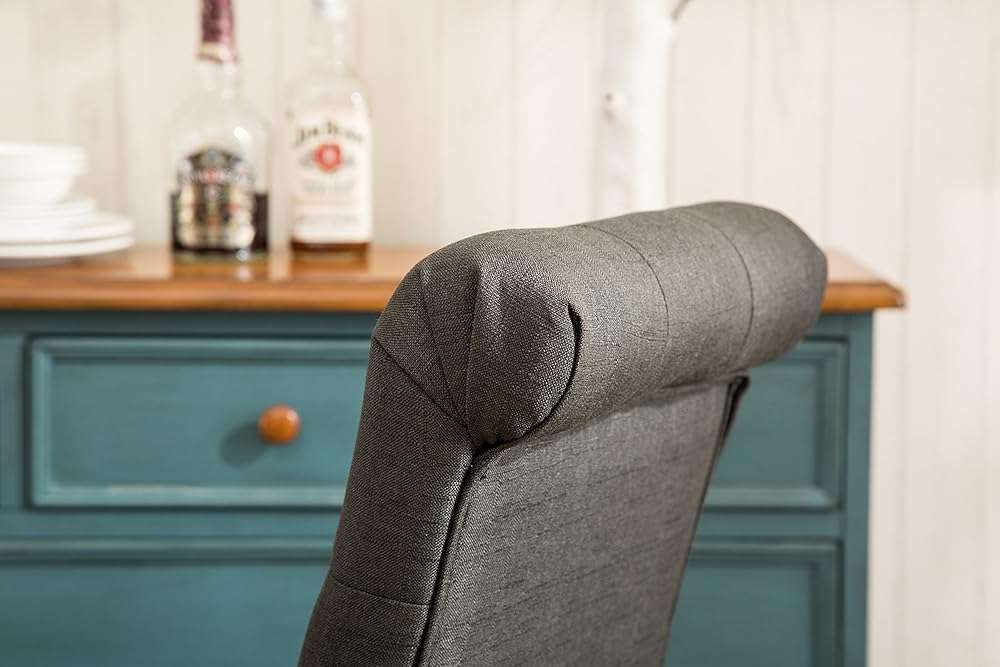 Roundhill Furniture Habit Solid Wood Tufted Parsons Charcoal Dining Chair, Set of 2 - Image 6