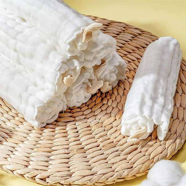 Baby Muslin Washcloths- Natural Cotton Wipes - Soft Newborn Face Towel for Sensitive Skin- Registry as Shower, 10 Pack 12x12 inches by MUKIN (White) - Image 5
