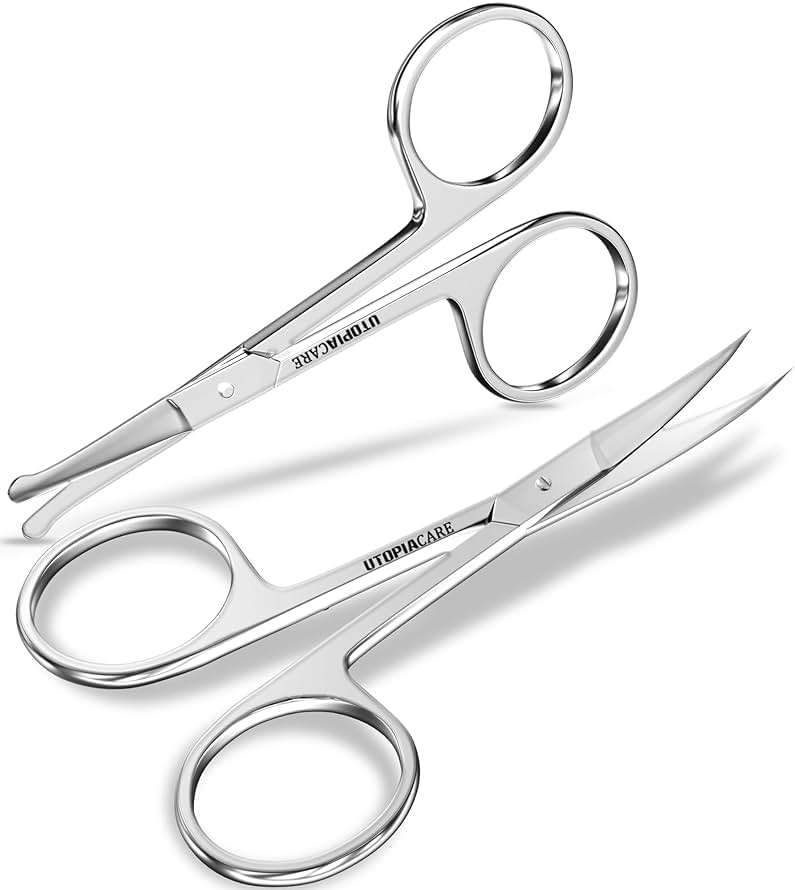 Utopia Care Eyebrow Scissors, Professional Stainless Steel Small Shears for Men and Women, Nose Hair Scissors for Grooming Mustache, Beard, Eyelashes, Ear Hair Trimming, Silver - Image 1