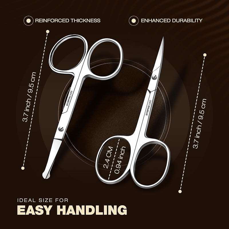 Utopia Care Eyebrow Scissors, Professional Stainless Steel Small Shears for Men and Women, Nose Hair Scissors for Grooming Mustache, Beard, Eyelashes, Ear Hair Trimming, Silver - Image 2