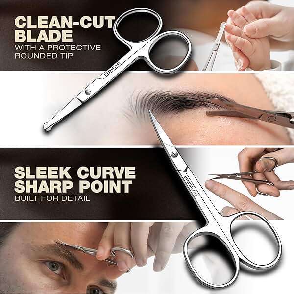 Utopia Care Eyebrow Scissors, Professional Stainless Steel Small Shears for Men and Women, Nose Hair Scissors for Grooming Mustache, Beard, Eyelashes, Ear Hair Trimming, Silver - Image 5