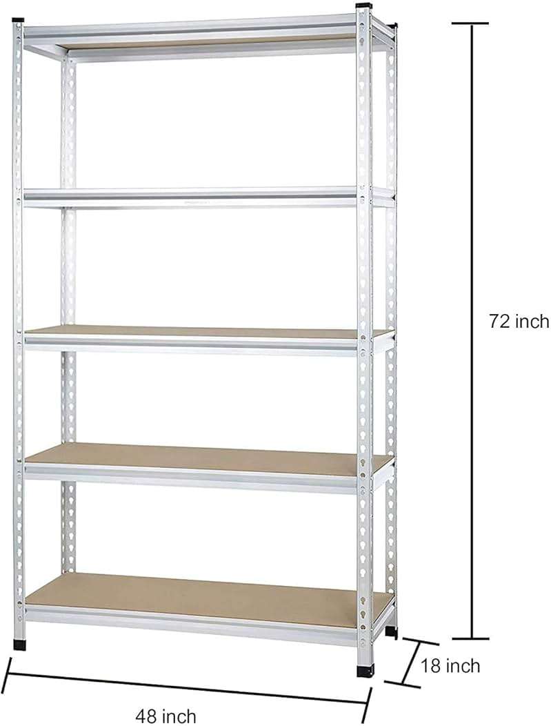 Amazon Basics 5-Tier Medium Duty Garage Shelving Unit, Sturdy Adjustable Storage Shelves, Easy to Assemble, 48" x 18" x 72", Aluminum - Image 2