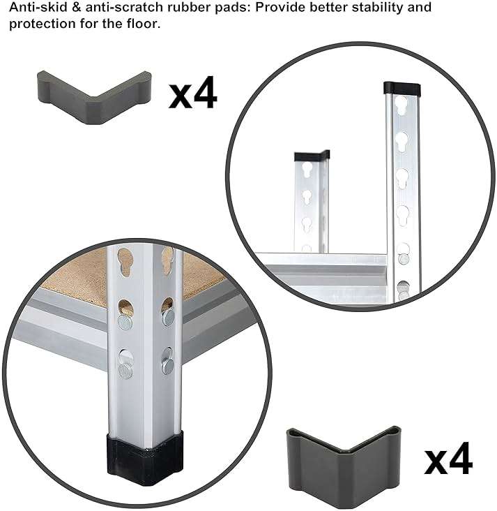 Amazon Basics 5-Tier Medium Duty Garage Shelving Unit, Sturdy Adjustable Storage Shelves, Easy to Assemble, 48" x 18" x 72", Aluminum - Image 5