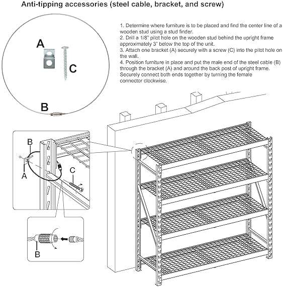 Amazon Basics 5-Tier Medium Duty Garage Shelving Unit, Sturdy Adjustable Storage Shelves, Easy to Assemble, 48" x 18" x 72", Aluminum - Image 7