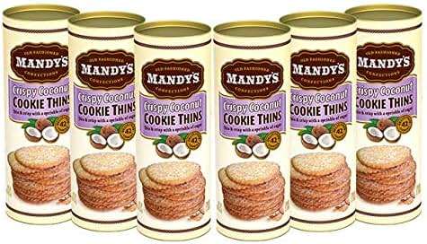 Mandy's Cookie Thins, Crispy Coconut Flavor, 4.6 Oz, Pack of 6, 42 Cookies, Light & Crispy, Made with Real Coconut, Halal - Image 2