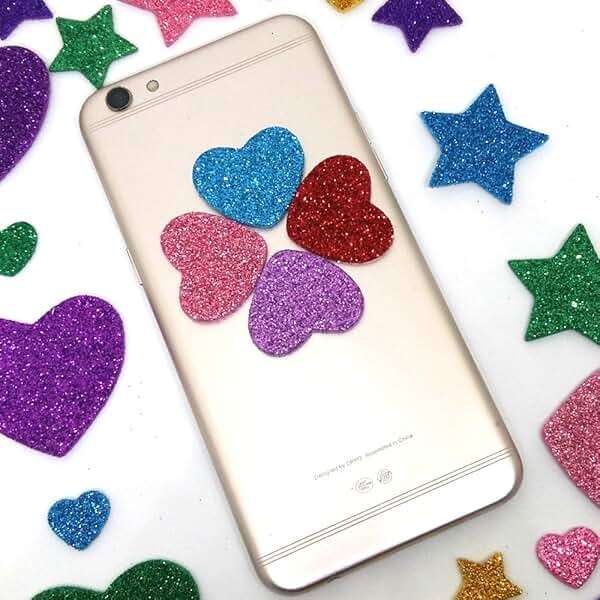 260 Pieces Colorful Glitter Foam Stickers Self Adhesive Stars Mini Heart Shapes Glitter Stickers, Arts Craft Supplies for Greeting Cards Home Decoration Stars&Heart Shapes - Image 5