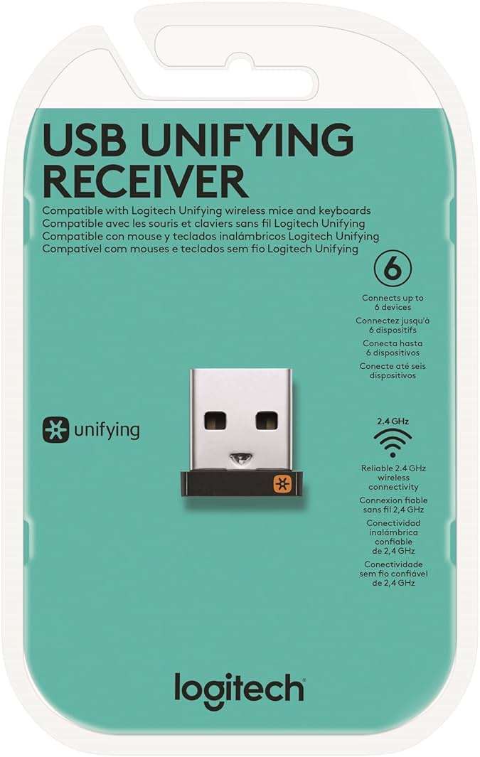 Logitech USB Unifying Receiver, 2.4 GHz Wireless Technology, USB Plug Compatible with All Unifying Devices Like Wireless Mouse and Keyboard, PC/Mac/Laptop - Black - Image 5