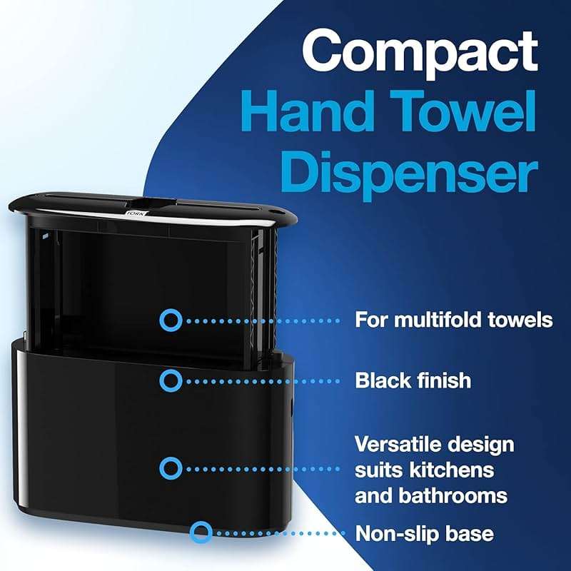 Tork Xpress Paper Towel Dispenser, Black, Single-Dispensing, Compatible with H2 Refills, Space-Saving Design (302028) - Image 4