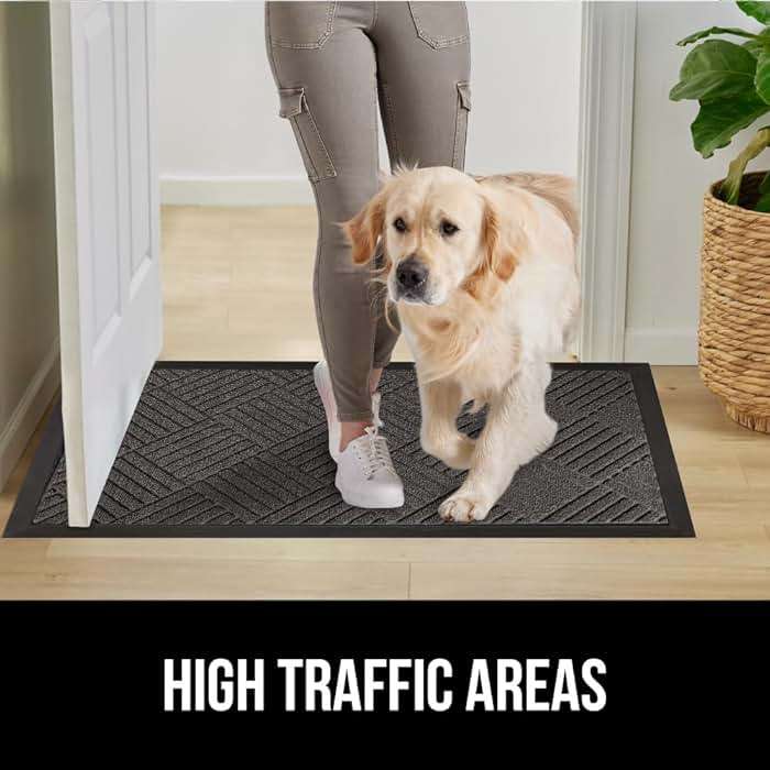 GORILLA GRIP 100% Waterproof All-Season WeatherMAX Doormat US Designed Natural Rubber, Stain Fade Resistant, Low Profile Indoor Outdoor Door Mats, Easy Clean, 29x17 Gray Diamond - Image 6