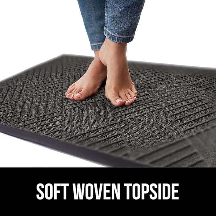 GORILLA GRIP 100% Waterproof All-Season WeatherMAX Doormat US Designed Natural Rubber, Stain Fade Resistant, Low Profile Indoor Outdoor Door Mats, Easy Clean, 29x17 Gray Diamond - Image 7