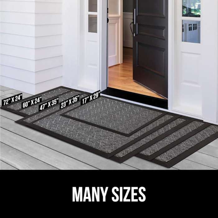 GORILLA GRIP 100% Waterproof All-Season WeatherMAX Doormat US Designed Natural Rubber, Stain Fade Resistant, Low Profile Indoor Outdoor Door Mats, Easy Clean, 29x17 Gray Diamond - Image 8