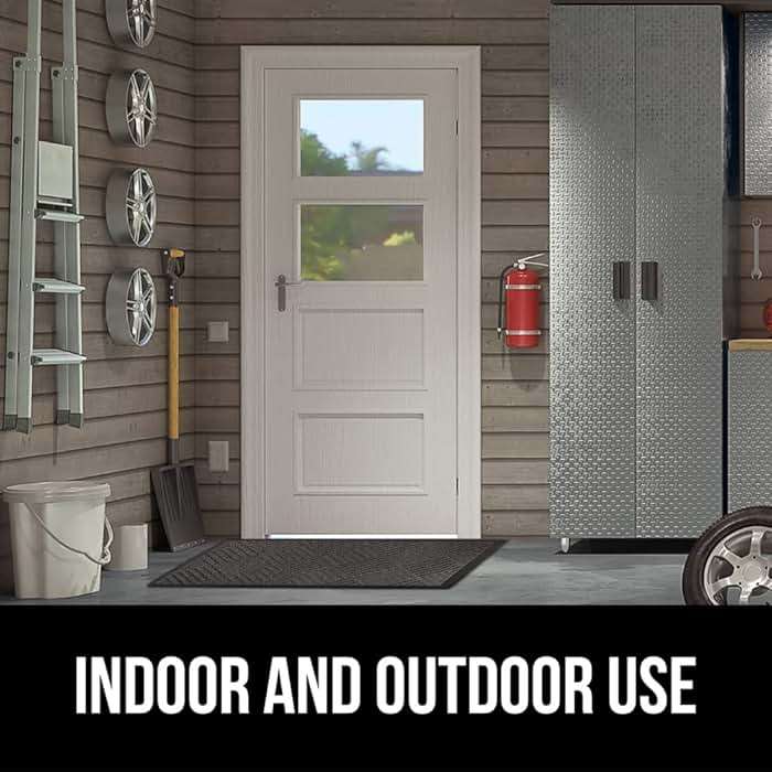 GORILLA GRIP 100% Waterproof All-Season WeatherMAX Doormat US Designed Natural Rubber, Stain Fade Resistant, Low Profile Indoor Outdoor Door Mats, Easy Clean, 29x17 Gray Diamond - Image 9