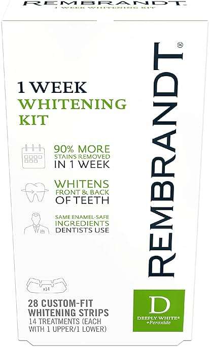 REMBRANDT Deeply White + Peroxide 1 Week Teeth Whitening Kit, Removes Tough Stains, Enamel-Safe, 28 Custom-Fit Whitening Strips (14 Treatments) - Image 1