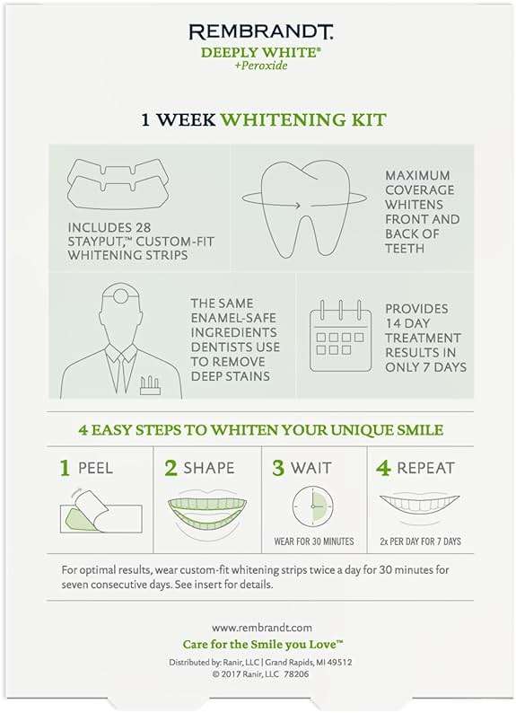 REMBRANDT Deeply White + Peroxide 1 Week Teeth Whitening Kit, Removes Tough Stains, Enamel-Safe, 28 Custom-Fit Whitening Strips (14 Treatments) - Image 2