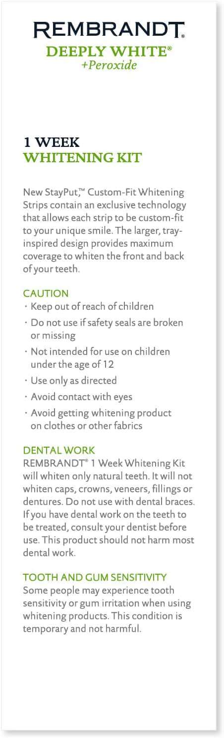 REMBRANDT Deeply White + Peroxide 1 Week Teeth Whitening Kit, Removes Tough Stains, Enamel-Safe, 28 Custom-Fit Whitening Strips (14 Treatments) - Image 8