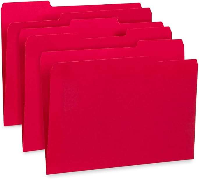File Folder, 1/3 Cut Tab, Letter Size, Red, Great for Organizing and Easy File Storage, 100 Per Box - Image 3