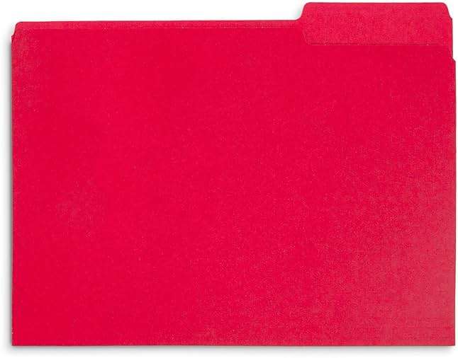 File Folder, 1/3 Cut Tab, Letter Size, Red, Great for Organizing and Easy File Storage, 100 Per Box - Image 4