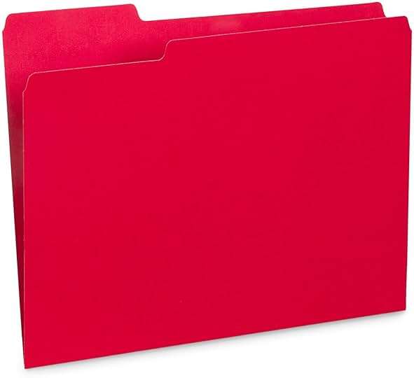 File Folder, 1/3 Cut Tab, Letter Size, Red, Great for Organizing and Easy File Storage, 100 Per Box - Image 5