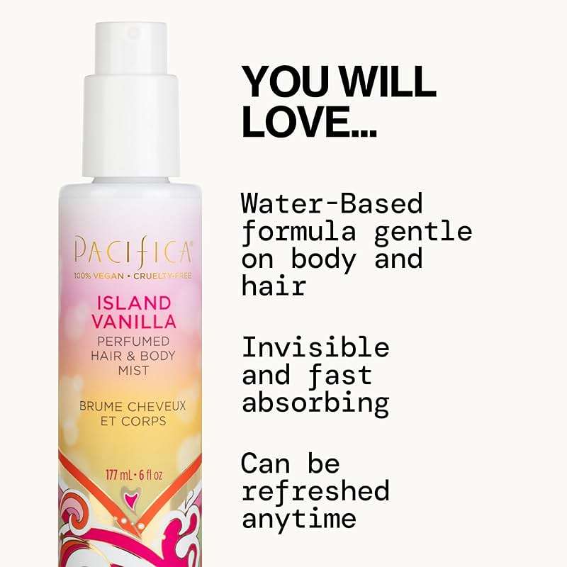 Pacifica Island Vanilla Hair Mist Perfume and Full Body Spray for Women - Fragrance Spray for A Mood-Lifting Experience, Paraben-Free, Clean Beauty No Alcohol, Vegan & Cruelty-Free, 6 oz oz - Image 3
