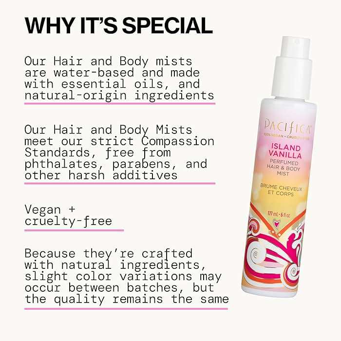 Pacifica Island Vanilla Hair Mist Perfume and Full Body Spray for Women - Fragrance Spray for A Mood-Lifting Experience, Paraben-Free, Clean Beauty No Alcohol, Vegan & Cruelty-Free, 6 oz oz - Image 4