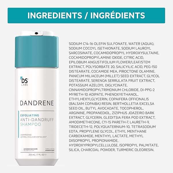 DS Labs Dandrene Dandruff Shampoo, 205mL - for Flaky, Itchy Scalp, Exfoliating Shampoo for Dry Scalp, Seborrheic Dermatitis & Scalp Psoriasis, Color Safe, Sulfate Free, With Nanosome Technology - Image 9